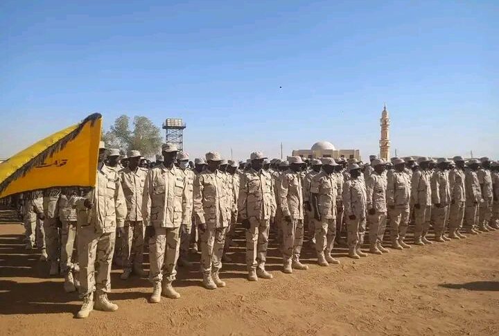 JEM fighters in a training camp in Kassala State estern Sudan salute al Burhan on February 21 2024 720x485 1