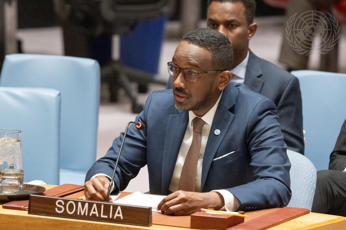 Mohamed Rabi A. Yusuf, Deputy Permanent Representative of Somalia to the United Nations, speaking at a Security Council meeting on Somalia's security situation.