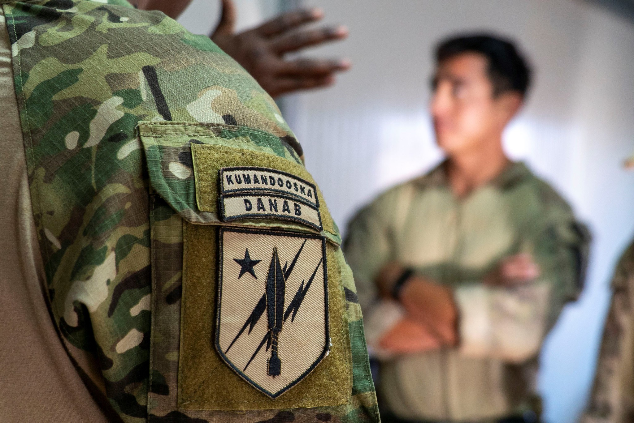 U.S. service members discuss training plans with Ugandan and Somali forces in Somalia on January 29, 2021.