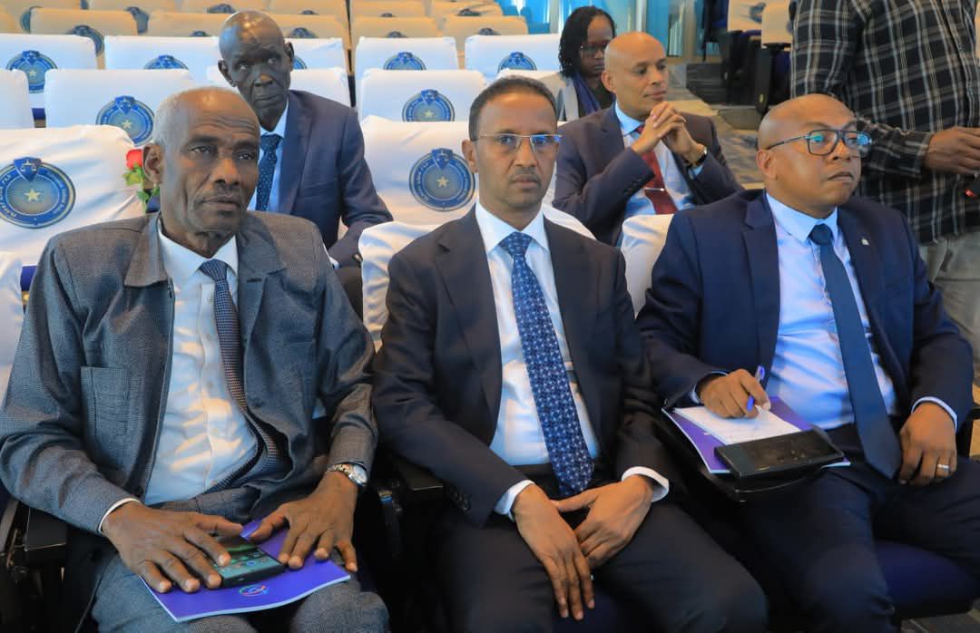 Deputy Police Commissioner of the Somali Police Force, Osman Abdullahi Mohamed (Kaniif), attending a meeting.