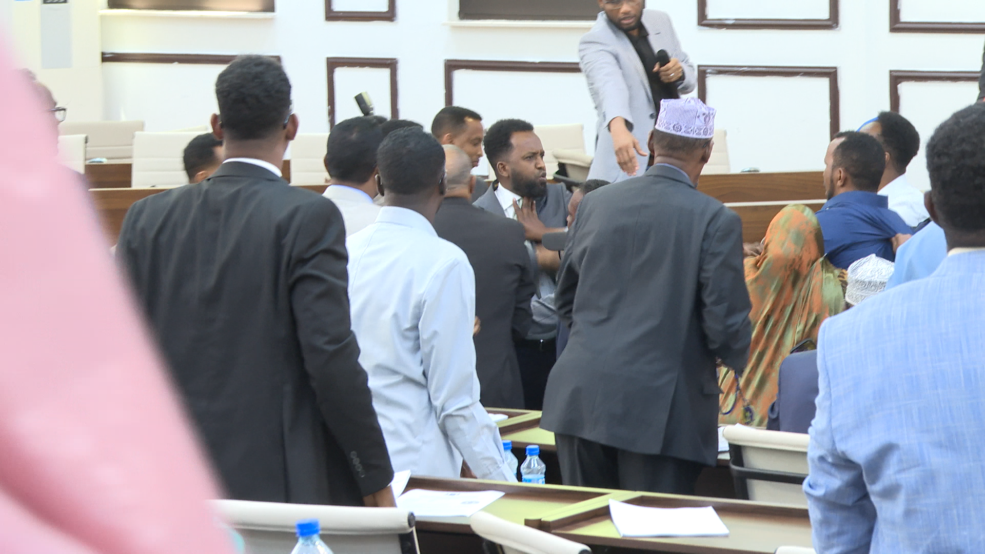 Speaker Adan Madobe addressing parliament following the suspension of 24 MPs over a physical altercation