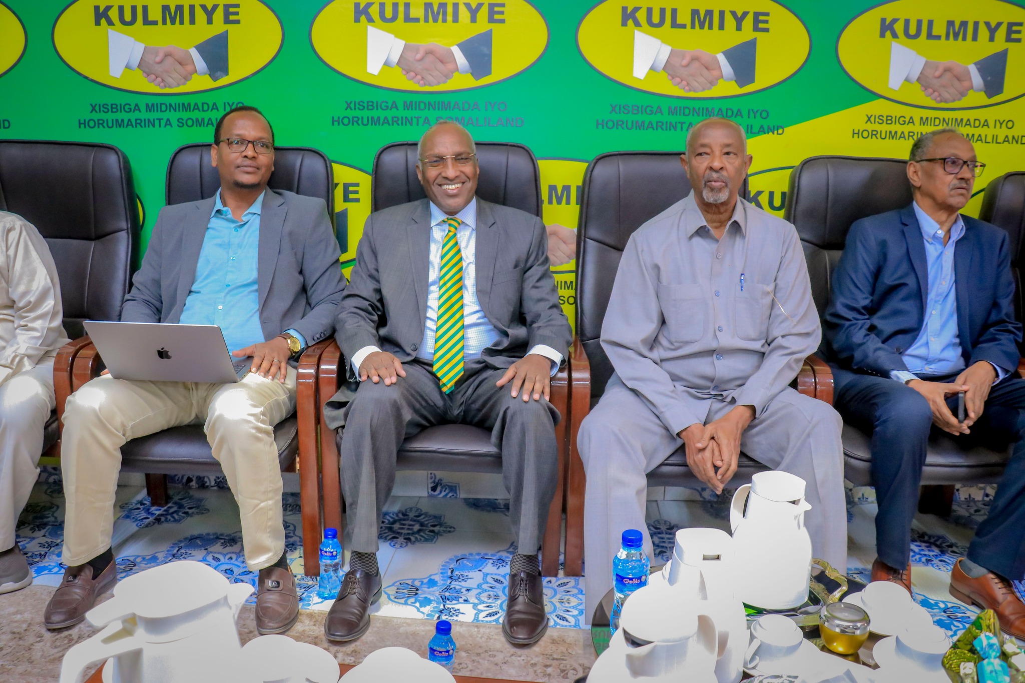 Members of the KULMIYE Party attending a press conference to discuss the criticisms leveled against the WADDANI Party.