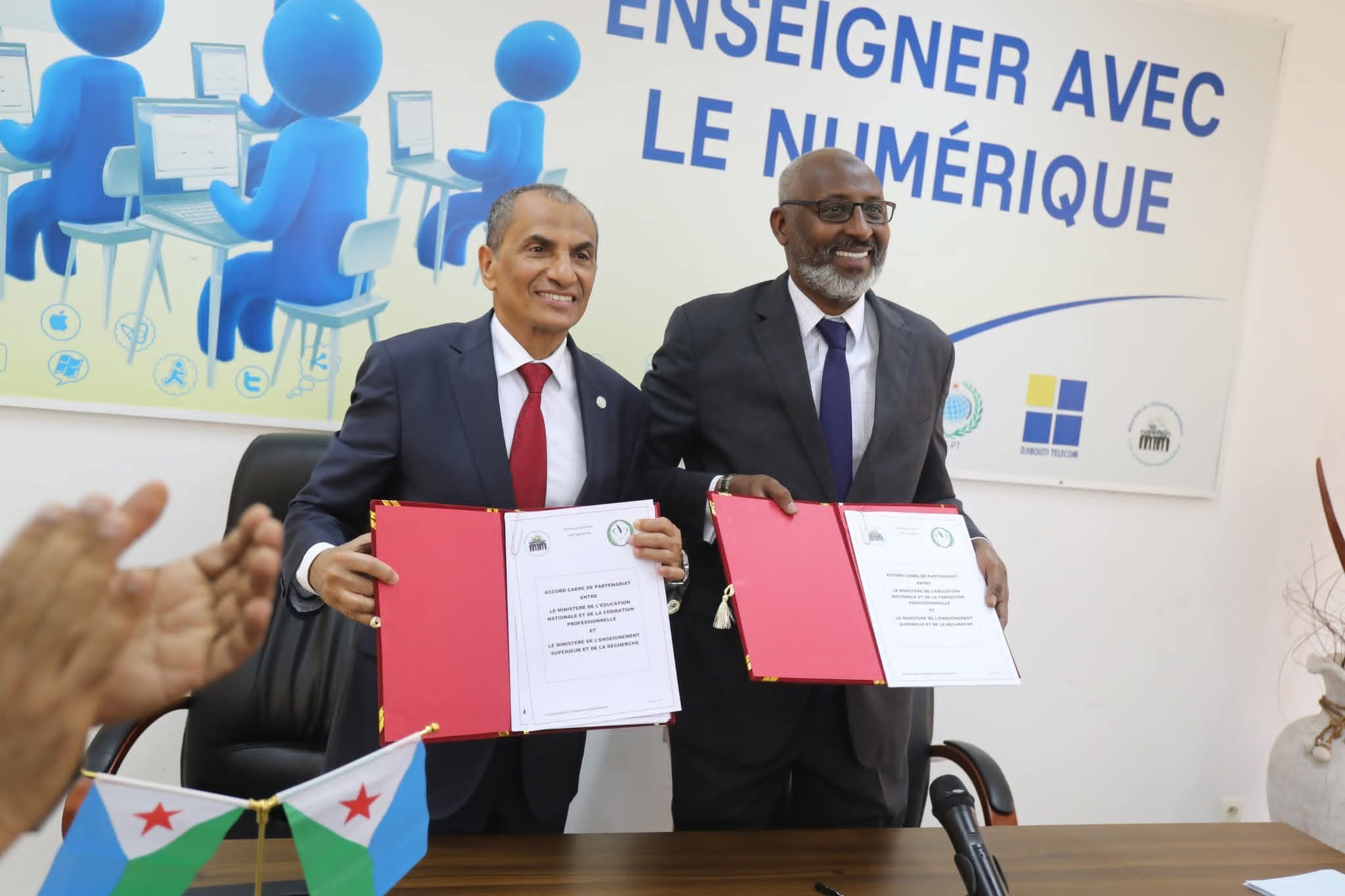 Djibouti's education ministers signing a framework agreement to align primary through higher education systems